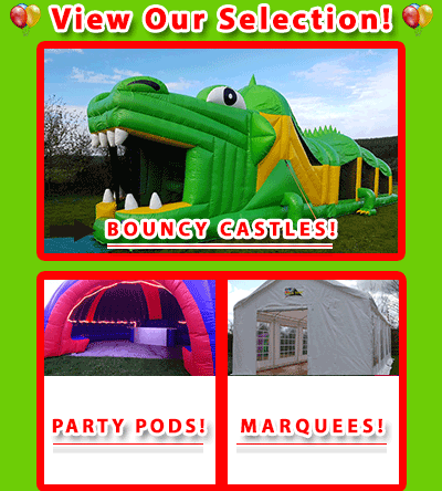 View our bouncy castle, giant party games, party pods and party marquees range below